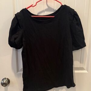 LOFT Elegant Black Puff Sleeve Top